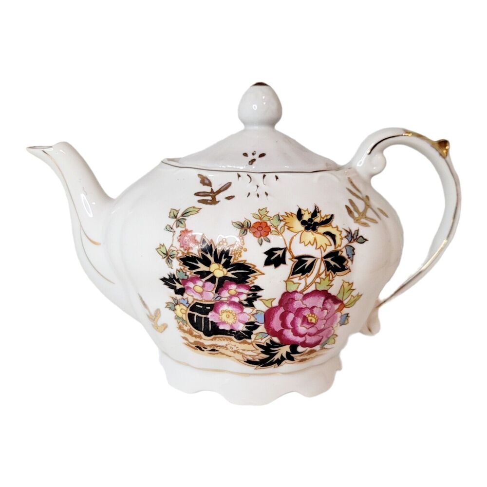 Vintage Porcelain Musical Floral Teapot Japan Music box Music box‎ works well